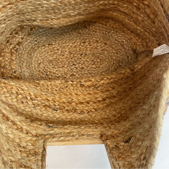 Elegant Orange and Black Tote with Wooden Handle - Picture 5 of 6